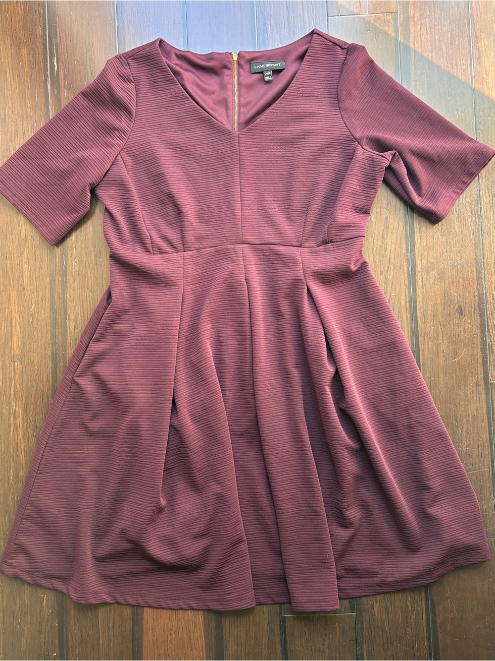 Lane Bryant Women's 14-16 Burgundy Fit & Flare Dress pockets Careercore baddie